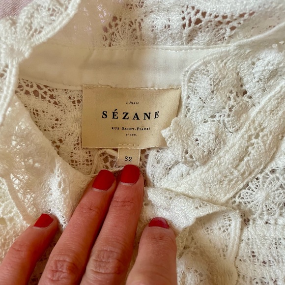 NWT Sezane chlo shirt in white lace sz 32 - Picture 2 of 3